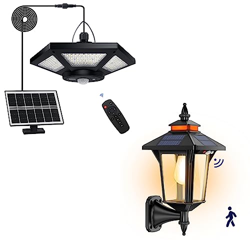 Aqonsie Solar Shed Light Outdoor with 3 Lighting Modes & Motion Sensor, Elegant Solar Barn Lights Outdoor Waterproof Solar Wall Sconce Lights, Solar Lanterns for Barn Shed Yard Garage Chicken Coop