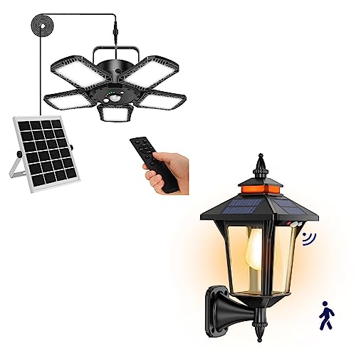 Aqonsie Solar Porch Lights Outdoor with 3 Lighting Modes & Motion Sensor, Elegant Solar Barn Lights Outdoor Waterproof Solar Wall Sconce Lights, Solar Lanterns for Barn Shed Yard Garage Chicken Coop