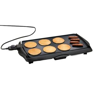 large non-stick electric griddle for indoor use with smokeless grill function and adjustable temperature control - perfect for breakfast, lunch and dinner