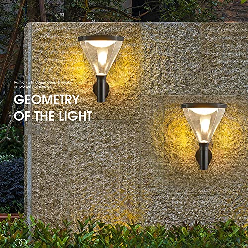 Bedroom wall lights, Wall Sconces, Outdoor Exterior Wall is Modern and Simple Wall Lantern Solar Energy-Saving LED Without Wiring Wall Sconce IP65 Waterproof Light Control Patio Light PC Lampshade Ext