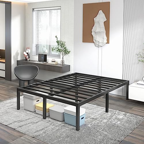 Bonkiss King Bed Frame 3000 lbs+, King Bed Frame No Box Spring Needed, Heavy Duty Tall Metal King Platform Bed Frames with Large Storage Space, Noise Free, Black.