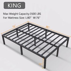 Bonkiss King Bed Frame 3000 lbs+, King Bed Frame No Box Spring Needed, Heavy Duty Tall Metal King Platform Bed Frames with Large Storage Space, Noise Free, Black.