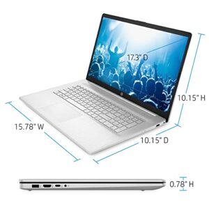 HP 17 17.3" Touchscreen HD+ Laptop Computer, Quad-Core AMD Ryzen 3 5300U (Beat i3-1115G4), 8GB DDR4 RAM, 256GB PCIe SSD, WiFi 6, Bluetooth 5.2, Natural Silver, Windows 11 Home, BROAG HDMI Cable