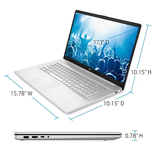 HP 17 17.3" Touchscreen HD+ Laptop Computer, Quad-Core AMD Ryzen 3 5300U (Beat i3-1115G4), 8GB DDR4 RAM, 256GB PCIe SSD, WiFi 6, Bluetooth 5.2, Natural Silver, Windows 11 Home, BROAG HDMI Cable