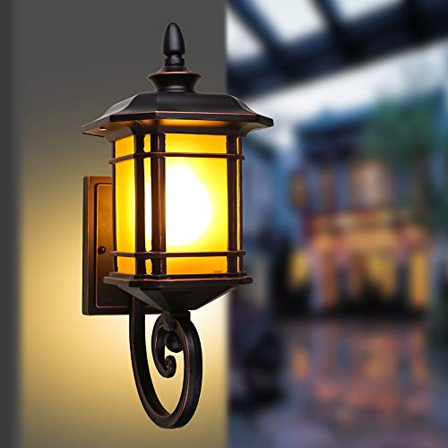 PEHUB Outdoor Wall Lantern Waterproof Wall Sconce Vintage Fixture Lights Black Sweep Gold Clear Glass Modern Outside Wall Lamp Garage Entryway Fence Porch Patio Walkways Garden Lighting Exterior Light