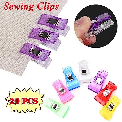 Tape Bias Maker 20pc Sewing Tools DIY Hemming Accessories Plastic Clip Storage Bag Clips Sewing Clips for Fabric Plastic Clips for Crafts(Yellow)