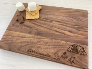 personalized cutting board, custom cutting board, camping cutting board, campfire cutting board, camping life, roadtrip, summer vacation 120 (cherry, 14" x 11")