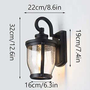 Wall Light, Wall Sconces, Simple Black Outdoor Wall Mount Light Water Drop Glass lampshade Wall Lamp Wall-Mounted Exterior Wall Decoration Sconce Light Compatible with Courtyard Villa Balconies