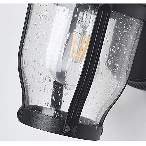 Wall Light, Wall Sconces, Simple Black Outdoor Wall Mount Light Water Drop Glass lampshade Wall Lamp Wall-Mounted Exterior Wall Decoration Sconce Light Compatible with Courtyard Villa Balconies