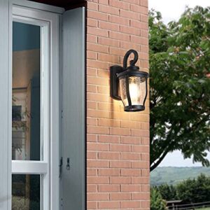 Wall Light, Wall Sconces, Simple Black Outdoor Wall Mount Light Water Drop Glass lampshade Wall Lamp Wall-Mounted Exterior Wall Decoration Sconce Light Compatible with Courtyard Villa Balconies