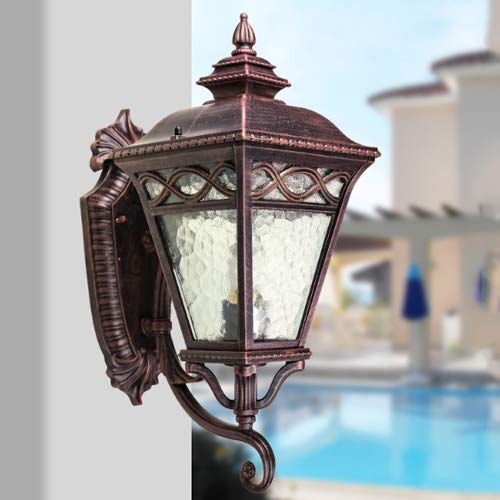 PEHUB European Outdoor Waterproof Wall Sconce Lamp Traditional Classical Upside Down Lighting Fixture Antique Balcony Aisle Patio Glass Wall Light Lantern Garden Outside Wall Spotlights Exterior Light