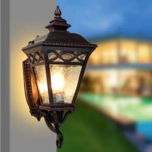 PEHUB European Outdoor Waterproof Wall Sconce Lamp Traditional Classical Upside Down Lighting Fixture Antique Balcony Aisle Patio Glass Wall Light Lantern Garden Outside Wall Spotlights Exterior Light