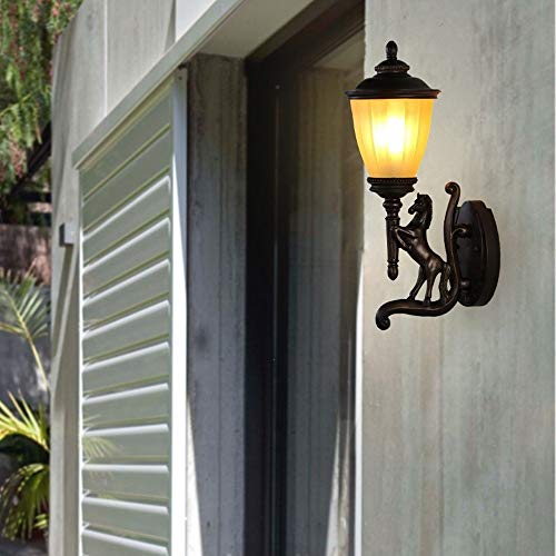 PEHUB Modern Simple Resin Wall Lamp Pure Copper Horse Outline in Gold Sconce Outdoor Waterproof Illumination Wall Light E27 Exterior Light Fixture