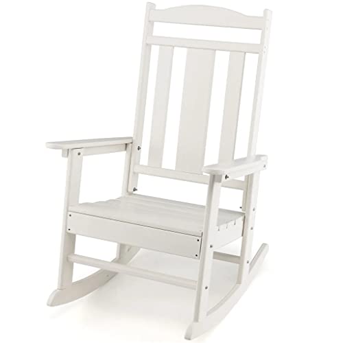 YEBDD Rocking Chair All Weather Rocking Chair High Back Porch White