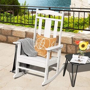 YEBDD Rocking Chair All Weather Rocking Chair High Back Porch White