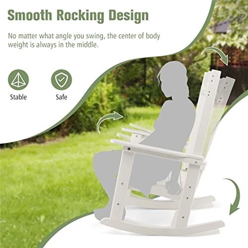 YEBDD Rocking Chair All Weather Rocking Chair High Back Porch White