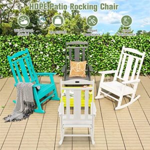 YEBDD Rocking Chair All Weather Rocking Chair High Back Porch White