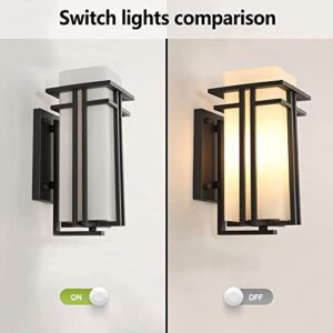 Wall Sconces , Outdoor Patio Wall Lights, Outside Black Up/Down Wall Lamp E27 Glass Lantern Exterior Wall Sconce IP65 Waterproof Aluminium Garden Wall Lights for Garden Terrace Balcony Porch Garage