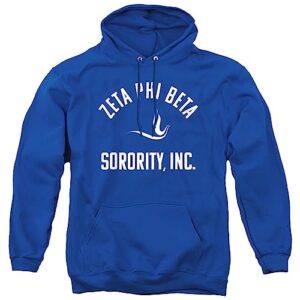 zeta phi beta sorority official one color logo unisex adult pull-over hoodie, royal blue, large