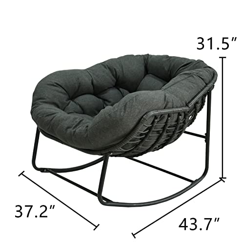 Apepro Outdoor Rocking Chair,Padded Cushion Rocker Recliner Chair Outdoor for Front Porch, Living Room, Patio, Garden, Yard (Gray)