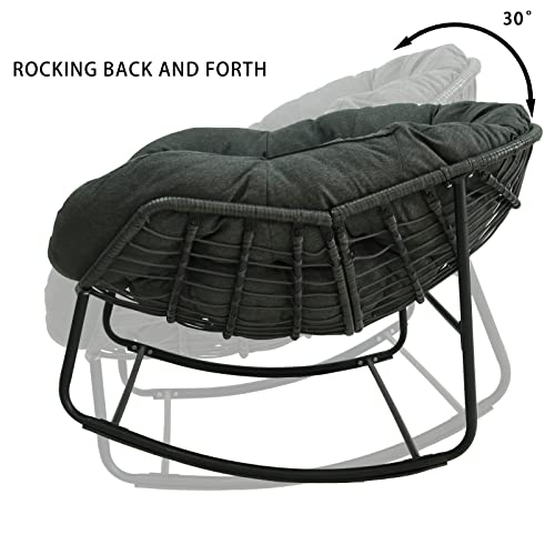 Apepro Outdoor Rocking Chair,Padded Cushion Rocker Recliner Chair Outdoor for Front Porch, Living Room, Patio, Garden, Yard (Gray)