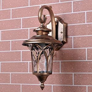 PEHUB Traditional Bronze Outdoor Diecast Aluminium Patterned Glass Wall Mounted IP23 Lantern - Balcony Wall Sconce Courtyard Villa Landscape Light E27 Edison Lamp - Loft Bar Wall Lamp Exterior Light F