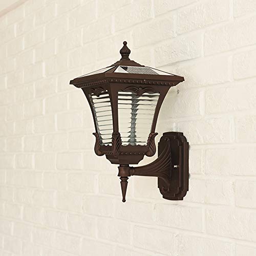 PEHUB Solar Powered Wall Lantern Weatherproof Outdoor Wall Lighting Four Corners Wall Lamp Exterior Wall Creative Sconce Outdoor Garden Light for Landscape Garden Porch Patio, Gold Exterior Light Fixt