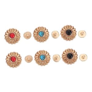 COHEALI 6 Sets Cloth Button Clothes Snap Button Fasteners Gemstone Flower Button Buttons for Clothes Clothing DIY Button Creative Chrysanthemum Buttons Clothing Snap Zinc Alloy Sewing