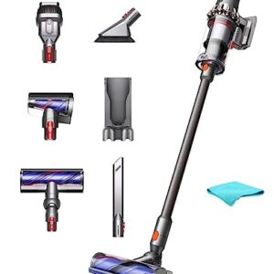 Dyson Cyclone V10 Animal Cordless Stick Vacuum Cleaner, Whole Machine Filtration, Wall Mounted, Up to 60 Min Runtime, Rechargeable Battery, 2-Year Warranty, Iron, with 5AVE Microfiber Cloth