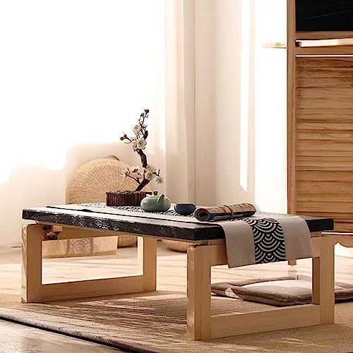 XIMSPHY Foldable Wood Coffee Table, Tea Table, Low Floor Table (Natural Color, 35.5x19.7x11.8inches)