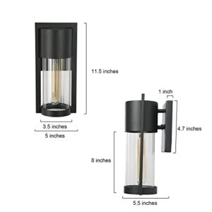 classy leaves Black Outdoor Wall Lights, Farmhouse Cylinder Exterior Porch Lights Wall Sconce Lighting, 2 Pack Waterproof Patio Outdoor Light Fixtures