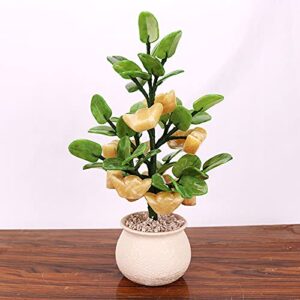 Large Artificial Bonsai Tree Feng Shui Jade Potted Plants Money Tree Bonsai Style Decoration for Wealth and Luck - Home Office Decor Living Room Decoration Gifts Fake Bonsai Decor