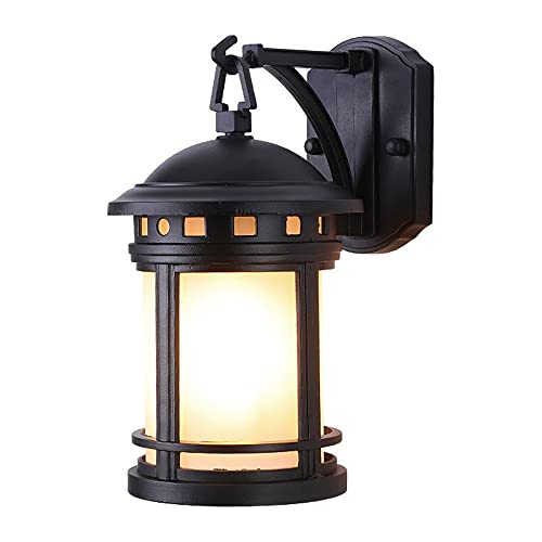 TEmkin Black Exquisite Outdoor Sconce Wall Lamp Waterproof Anti-Rust Wall Lighting Retro Creative Courtyard Wall Lights E27 Bulb Base for Patio Garden Courtyard