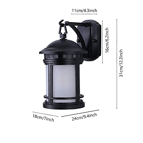 TEmkin Black Exquisite Outdoor Sconce Wall Lamp Waterproof Anti-Rust Wall Lighting Retro Creative Courtyard Wall Lights E27 Bulb Base for Patio Garden Courtyard