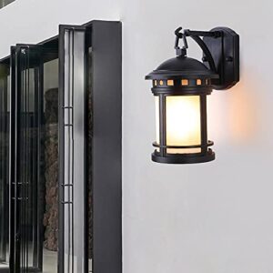 TEmkin Black Exquisite Outdoor Sconce Wall Lamp Waterproof Anti-Rust Wall Lighting Retro Creative Courtyard Wall Lights E27 Bulb Base for Patio Garden Courtyard