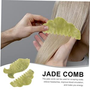 Anneome 2pcs Jade Comb Massage Tools Green Crystal Portable Massager Board Jade Head Combs Scraping Massage Tools Skin Massage Tools Scalp Combs Body Scraping Boards Massage Head Hard Head