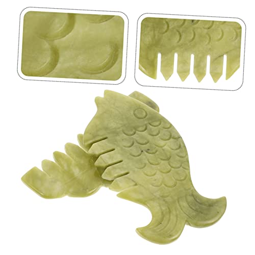 Anneome 2pcs Jade Comb Massage Tools Green Crystal Portable Massager Board Jade Head Combs Scraping Massage Tools Skin Massage Tools Scalp Combs Body Scraping Boards Massage Head Hard Head