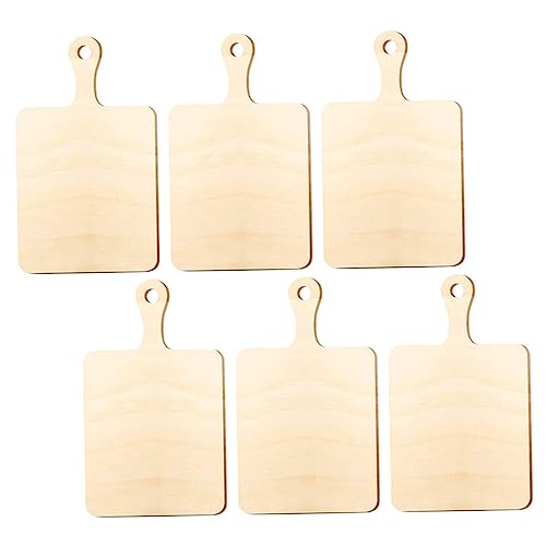 TEHAUX 6pcs Home Accessories Decor Miniture Decoration Wood Decor Kindergarten Mini Cutting Board Unfinished Board Household Craft Wood Bulk Wood Chips Small Chopping Board Wood