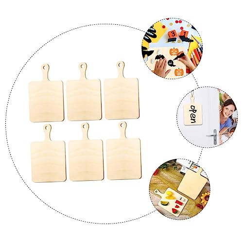 TEHAUX 6pcs Home Accessories Decor Miniture Decoration Wood Decor Kindergarten Mini Cutting Board Unfinished Board Household Craft Wood Bulk Wood Chips Small Chopping Board Wood