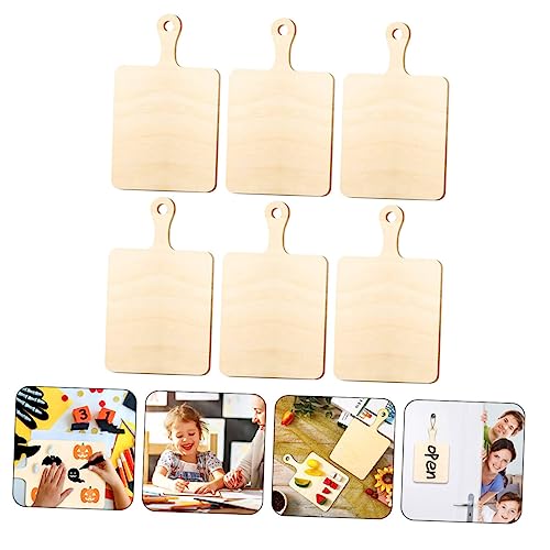 TEHAUX 6pcs Home Accessories Decor Miniture Decoration Wood Decor Kindergarten Mini Cutting Board Unfinished Board Household Craft Wood Bulk Wood Chips Small Chopping Board Wood