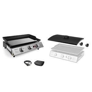 royal gourmet pd1300 portable 3-burner propane gas grill griddle,black 23.6 inch & pd2300l griddle hard cover with rear brackets for 24-inch portable grill griddle, grill accessories for outdoor bbq