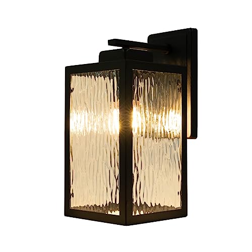 MARTEXBUY Wall-Mounted Outdoor Lights, Dusk to Dawn Exterior Light Fixture, Aluminum Waterproof Porch Light, Outside Wall Lanterns Wall Lights Wall Lamp, Black Wall Sconce for Garage House