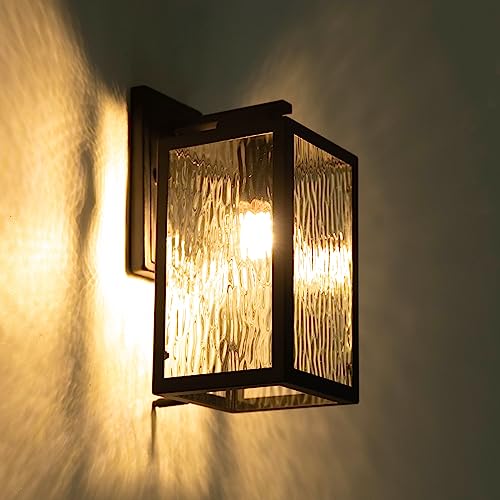 MARTEXBUY Wall-Mounted Outdoor Lights, Dusk to Dawn Exterior Light Fixture, Aluminum Waterproof Porch Light, Outside Wall Lanterns Wall Lights Wall Lamp, Black Wall Sconce for Garage House