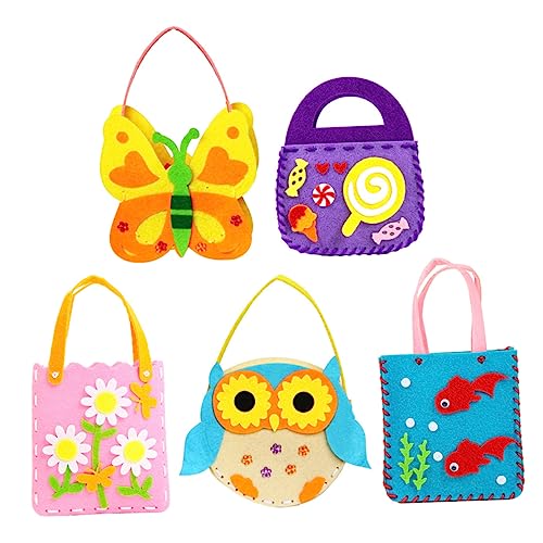 TOYANDONA 5 Sets DIY Handbag Kids Purse Kids Suit Case Candy Kit Sewing Crafts Beginners My First Sewing Kit My First Sewing Bag Cartoon Handbag. Delicate Handbag Portable Bag Storage Bag