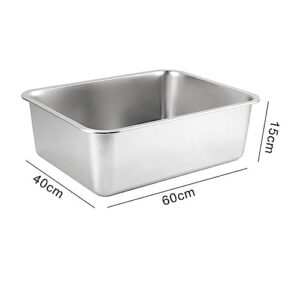 IEUDNS Cat Litter Box Metal Kitten Litter Pan Rounded Corners Lightweight Smooth Edge Scratchproof Rustproof Top Open Kitten Toilet, 60x40x15cm