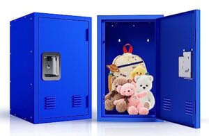 campfun kids storage locker, metal storage cabinet locker cabinet easy assembly, small storage cabinet steel locker, 24" h single locker, lockers for kids bedroom/home/school/office, blue