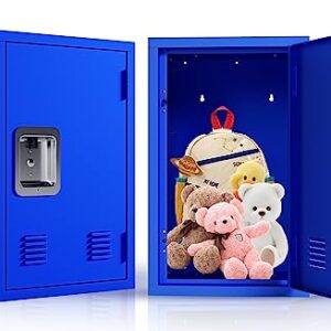 Campfun Kids Storage Locker, Metal Storage Cabinet Locker Cabinet Easy Assembly, Small Storage Cabinet Steel Locker, 24" H Single Locker, Lockers for Kids Bedroom/Home/School/Office, Blue