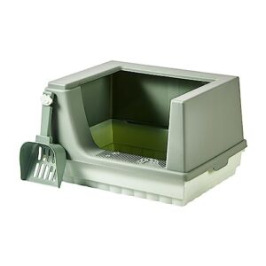 prevent semi enclosed litter box with high side heightening anti-splashing cat toilet with litter sifting scoop, prevent sand leakage deodorizing cat pan easy to clean and assemble