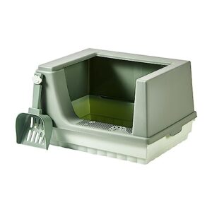 Prevent Semi Enclosed Litter Box with High Side Heightening Anti-Splashing Cat Toilet with Litter Sifting Scoop, Prevent Sand Leakage Deodorizing Cat Pan Easy to Clean and Assemble