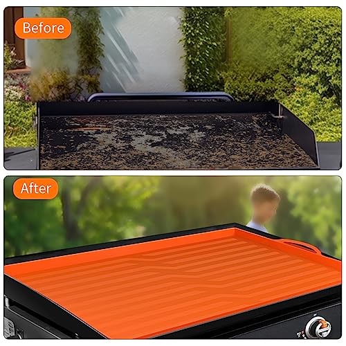 AZURAOKEY 17in/22in/28in/36in Griddle Silicone Protective Mat Cover, BBQ Griddle Heavy-Duty Food Grade Silicone Grill Mat Easy to Clean Barbecue Cover Cooking Accessory